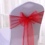 10 Pcs Organza Wedding Chair Sashes Bow Back for Party Decor Red