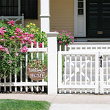 Interchangeable Seasonal Welcome Sign Round Wood Wreaths Hanging Decoration for Outdoor Porch
