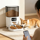 4.5L Automatic Double Cups Cat Feeders for Two Cats White