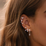 12 Pairs Studs and Hoops Set Earrings Fashion Cartilage Stackable Jewelry for Women Silver