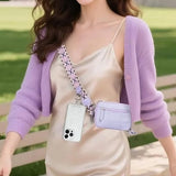 Phone Lanyard Clip and Go Strap with Wallet Crossbody Purple
