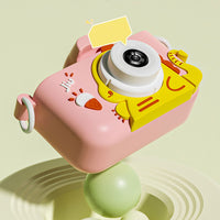 48MP Dual Lens Digital Camera for Kids Selfie Camera with Dinosaur Protective Cover and 32G TF Card Pink