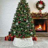 Chunky Cable Knit Christmas Tree Skirt for Artificial Trees Decoration White