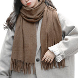 Mens Womens Oversize Polyester Blanket Shawl Wrap Solid Scarf Coffee Brown