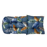 Indoor/Outdoor Rocking Chair Cushion Water Resistant Outdoor Seat Pad with Ties Blue Leaf