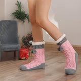 Non Slip Cabin Soft Fleece Socks For Womens Winter Warm Thick Thermal Cozy Plush Pink