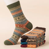 5 Pairs of Vintage Winter Socks Unisex Crew Socks Style 1