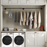 183cm Galvanized Steel Wall Mount Clothes Rack Heavy Duty Black