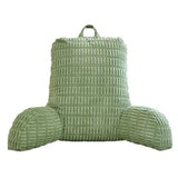 Bed Rest Backrest Cushion with Armrests Pocket Washable Cover Green
