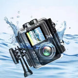 5K 30FPS Action Camera with Waterproof Case Dual Screens and EIS Stabilization