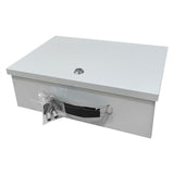Fireproof Document Box with Key Lock Secure Lock Boxes for Documents Jewelry Cash White