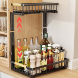 2 Tier Under Sink Organizer Slide out Pull out Cabinet Organizer Shelf for Kitchen Closet Organization Black