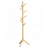 Wooden Coat Rack Freestanding with 8 Hooks for Bedroom Office Natural Wood