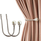 2Pcs U Shape Home Harmony Decorative Curtain Holdbacks with Screws Silver