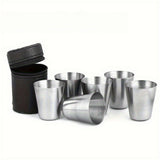 6PCS 30ml Stainless Steel Shot Cup Set with PU Carry Pouch for Travel