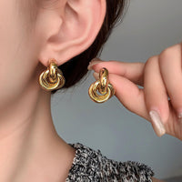 2 Pairs Women’s Geometric Dangle Drop Earrings with Large Knot Design