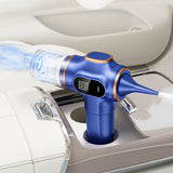 Cordless Desktop & Car Vacuum Cleaner with Blow & Suction and Digital Display Blue