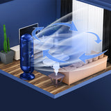 Wireless Cooling Table Fan Portable Tower Fan 5 Speed 720 Degree Oscillation Blue