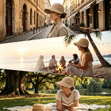 Wide Brim Sun Hat for Women Sun Hat with Ponytail Opening Foldable Adjustable Outdoor Hat for Beach Hiking Travel Khaki