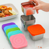 6Pcs 6 Oz Stainless Steel Snack Containers for Food Storage Containers with Silicone Lids