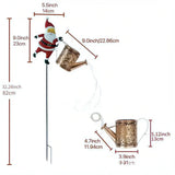 2Pcs Solar Powered Santa Claus Garden Stake Light Christmas Outdoor LED Decoration with Watering Can for Garden Yard Lawn