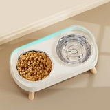 Elevated Double Stainless Steel Pet Food and Water Bowl Set White