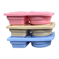 3Pcs Silicone Dual-Compartment Sauce Containers Reusable Snack Containers with Lids for Travel Office Picnic