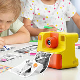 1080P Kids Instant Print Camera Digital Video Cameras with Print Papers and 32GB TF Card Yellow