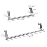 Adjustable No Drill Stainless Steel Dish Towel Holder for Cabinet Door Kicthen Towel Rack Silver