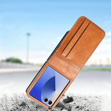 PU Wallet Card Holder Case Compatible With Samsung Galaxy Z Flip 6 7 8 with Stand Brown