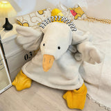 Wearable Goose Blanket Hoodie Onesie Oversized Flannel Cozy Hooded with Sleeves for Teens Adult White