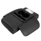 Car Armrest Cushion Organizer with Cup Holder Multi-Functional Center Console Pad Black