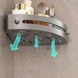 Corner Shower Caddy Punch-Free Wall Mounted Storage Shelf Organizer with Towel Rack for Bathroom Gray