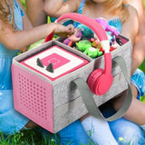 Portable Felt Cloth Storage Bag for Musical Speakers Pink