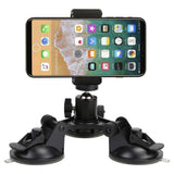Triple Suction Cup Mount for GoPro and Action Cameras  Adjustable Camera Mount with Phone Clamp