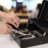 Locking Cash Box with Lock Money Box with Cash Tray Secure Box Black
