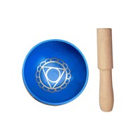 Hand Beaten Tibetan Singing Bowl Set Healing Meditation Sound Bowl Light Blue
