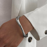 3Pcs Women’s Chunky Bangle Bracelets – Wide Stackable Wrist Cuffs Fashion Jewelry Gift Silver