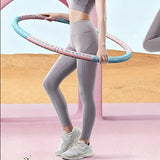 6 Sections Adjustable Fitness Hula Hoop Detachable Home Exercise For Adults Pink