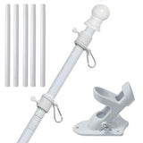 Flag Pole Kit with 360-Degree Rotating Rings and Two-Position Bracket White