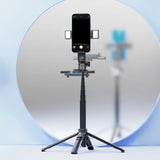 Bluetooth Selfie Stick Tripod LED Light Phone Holder Black