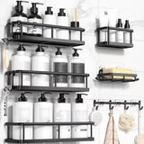 6PCS No Drill Shower Caddy for Bathroom Organizers and Storage