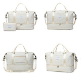 2Pcs Travel Weekender Bags Duffle Bag for Women with Shoe Compartment White