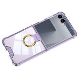 Case and Back Glass Protector Compatible With Samsung Galaxy Z Flip 8 7 with Ring Stand Light Purple