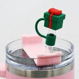 6Pcs 10mm Christmas Straw Cover Cap for Stanley Cup Straw Topper Reusable Straw Tips Lids Xmas Party Decor
