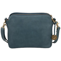 Women PU Leather Crossbody Bag Multifunctional Three Layer Purse Shoulder Bag Tote Blue