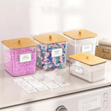 4Pcs Laundry Storage Container with Airtight Wooden Lids For Laundry Room Khaki