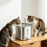 2L Cat Water Fountain Stainless Steel Tray Wireless Pump Cat Fountain for Dogs Cats