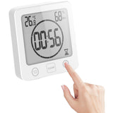 Digital Bathroom Shower Clock with Timer Suction Cup Wall Clock for Bathroom Kitchen White