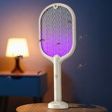 2 in 1 UV Light Mosquito Trap 3 Layer Grid USB Charging Electric Fly Swatter Bug